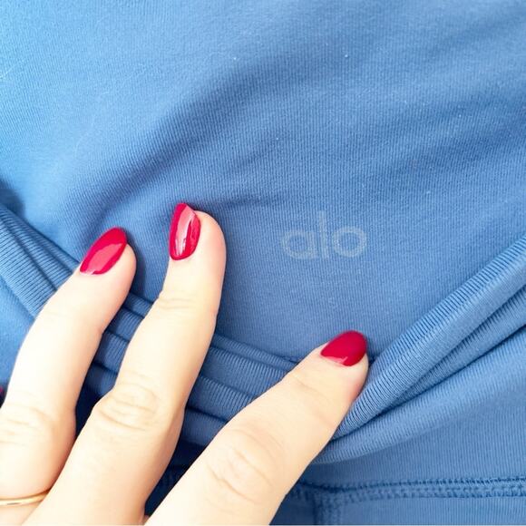 Alo Yoga High Waist Epic Leggings Mesh Panel Blue Activewear Athleisure Sz S - Picture 4 of 9